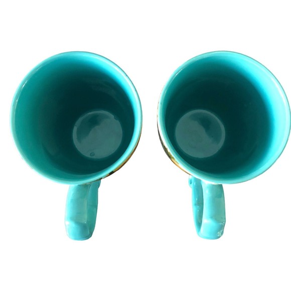 Pioneer Woman ROSE SHADOW Teal Floral Stoneware 24oz Jumbo Latte Cups Mugs Set 2 - Picture 4 of 7